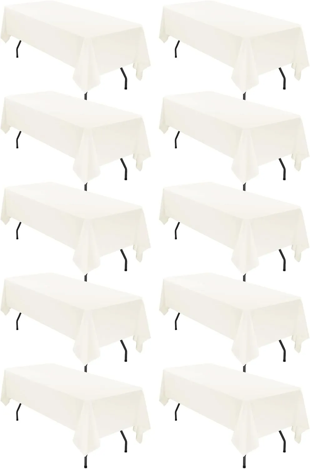 10 Pack 60 x 126 Inch Tablecloth, Ivory Tablecloth for 8 Feet Rectangle Tables, Stain and Wrinkle Resistant Washable Fabric Table Cloth for Wedding Party Dining Table Buffet Parties Camping