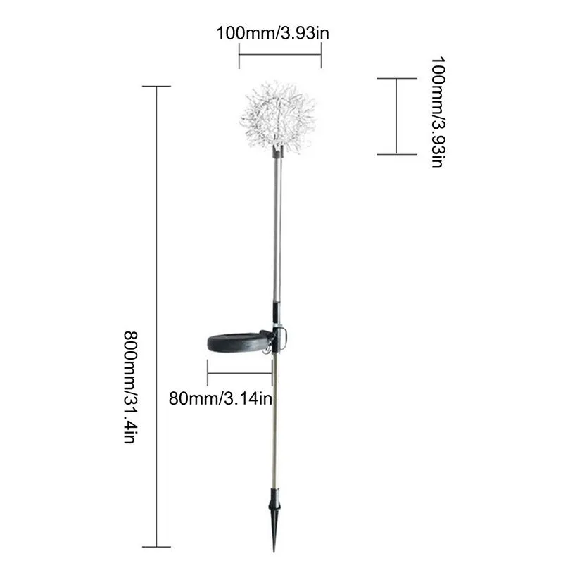 10cm LED Solar Light Outdoor Dandelion Waterproof Stake Light