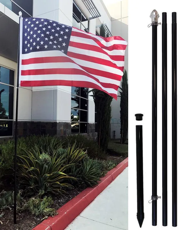 10ft Aluminum (Black) Outdoor Pole with Ground Spike