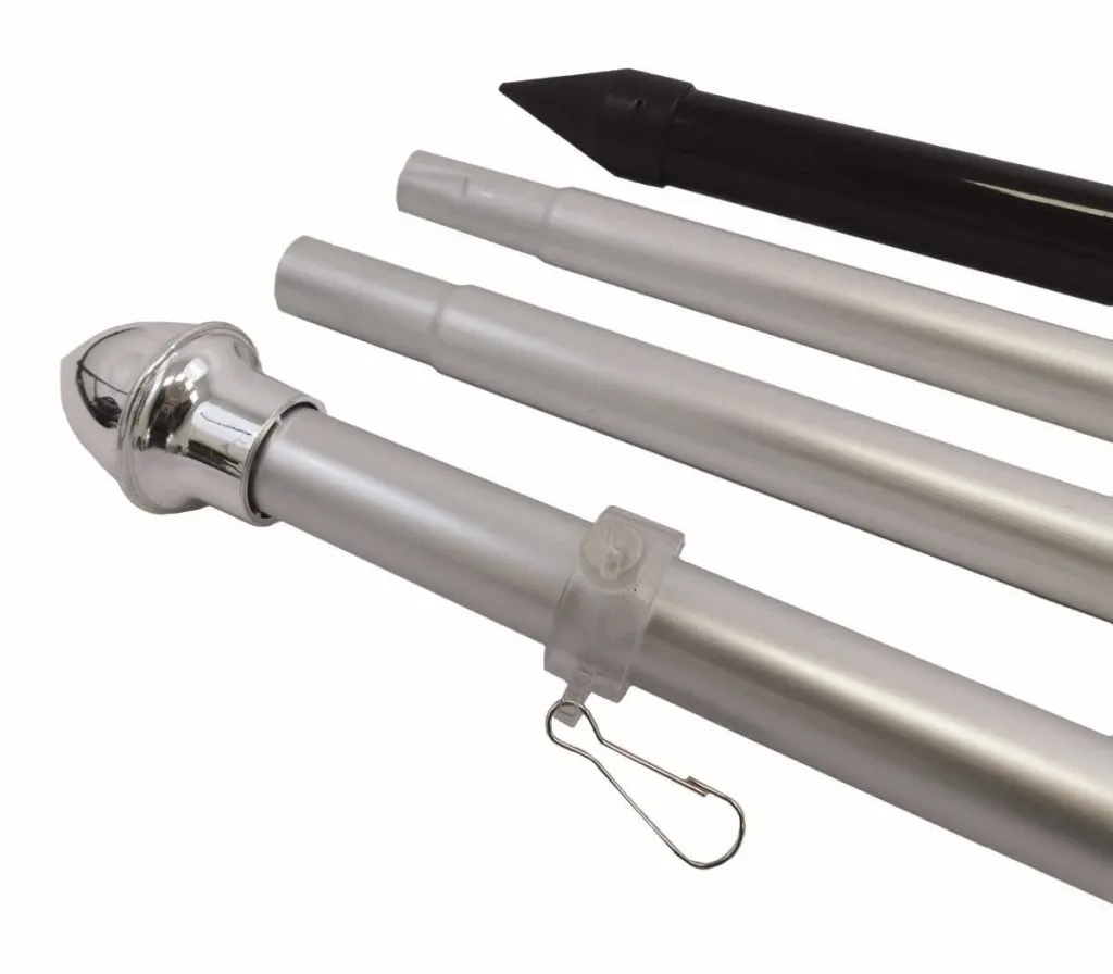 10ft Aluminum (Silver) Outdoor Pole with Ground Spike