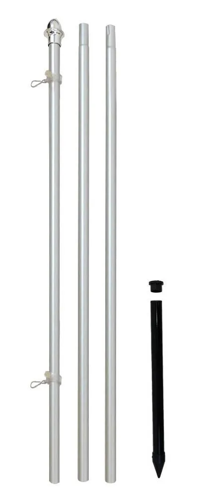 10ft Aluminum (Silver) Outdoor Pole with Ground Spike