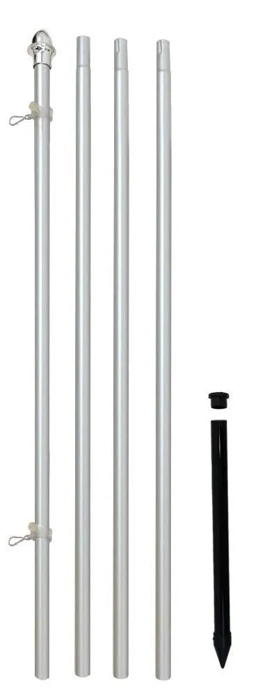 13ft Aluminum (Silver) Outdoor Pole with Ground Spike