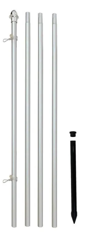 13ft Aluminum (Silver) Outdoor Pole with Ground Spike