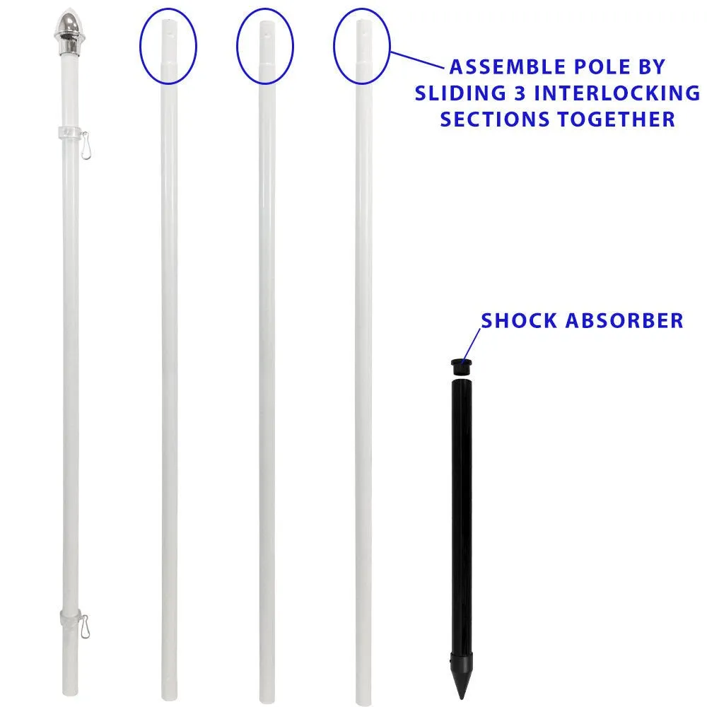 13ft Aluminum (White) Outdoor Pole with Ground Spike