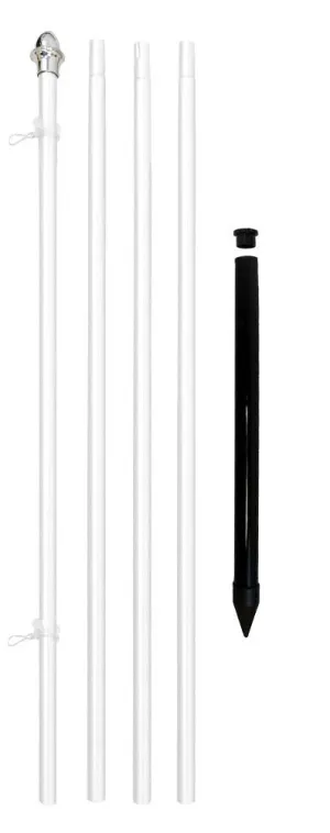 13ft Aluminum (White) Outdoor Pole with Ground Spike