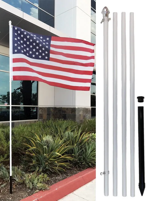 13ft Aluminum (White) Outdoor Pole with Ground Spike