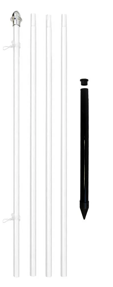 13ft Aluminum (White) Outdoor Pole with Ground Spike