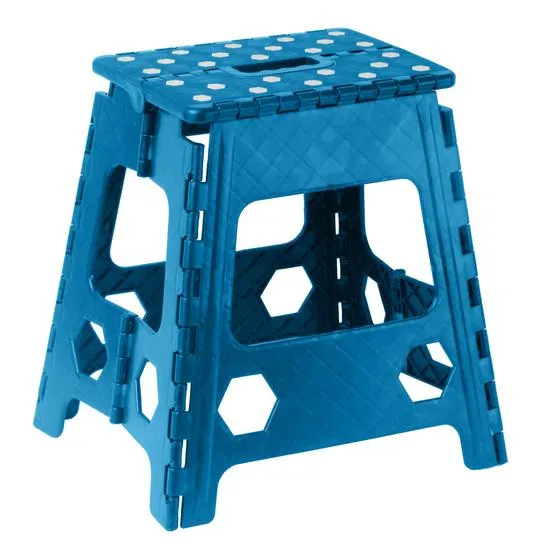 15" Folding Step Stool with Anti-Slip Surface, Blue