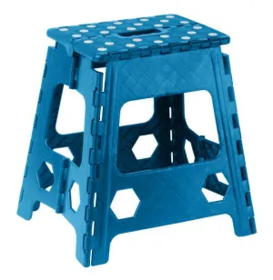 15" Folding Step Stool with Anti-Slip Surface, Blue