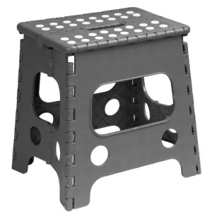 15" Folding Step Stool with Anti-Slip Surface, Grey