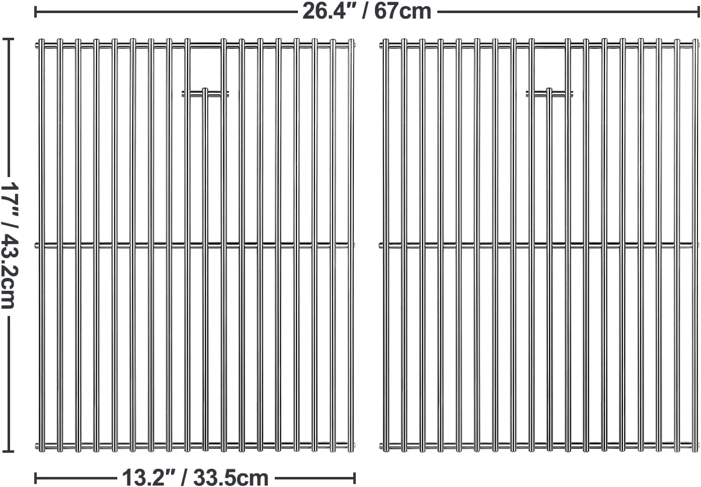 17 inch Grill Grates for Home Depot Nexgrill 720-0830H, 720-0830D Gas Grill Model, Stainless Steel Cooking Grids Replacement Repair Parts