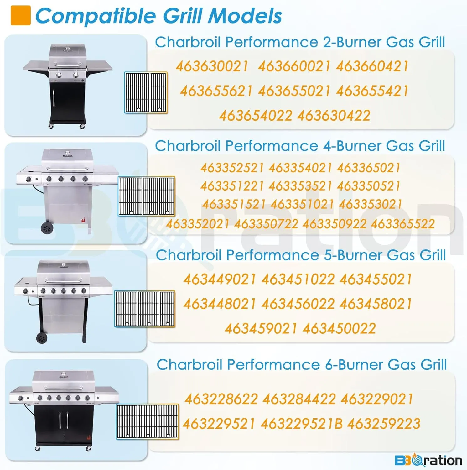 17" Grill Grate for Charbroil Performance 4 Burner 463352521 463354021 463365021 463365522 Cooking Grate for Charbroil Grill Replacement Parts 463366022 G426-0004-W1 G426-0005-W1