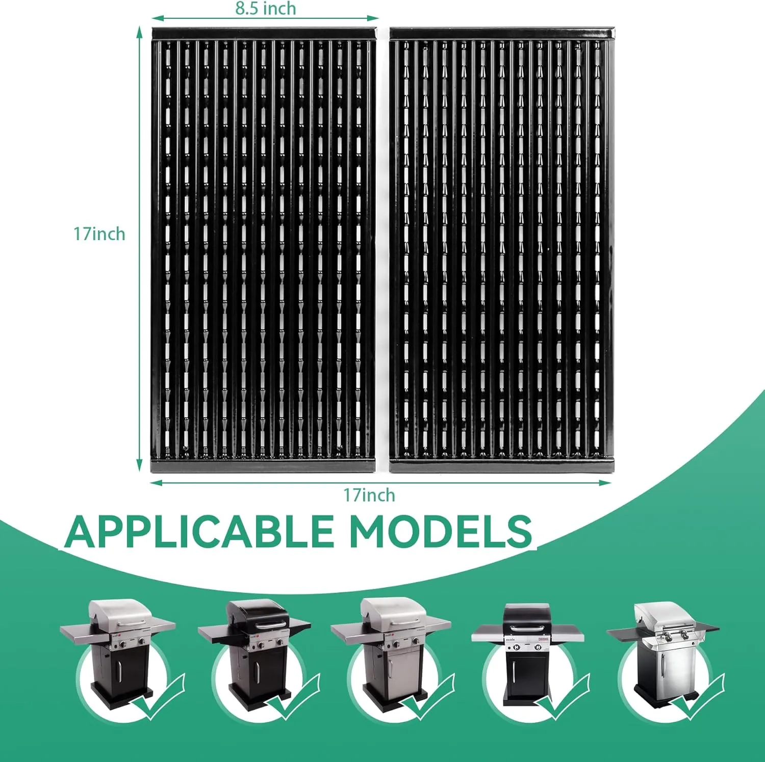 17" Grill Grates for Charbroil Performance 2 Burner 463633316, 463672416, 463672016, 463672216 Gas Grill, 3 Burner 463280019, 463370719, 463371116, G460-0500-W1 Porcelain-Enameled Emitter Plates