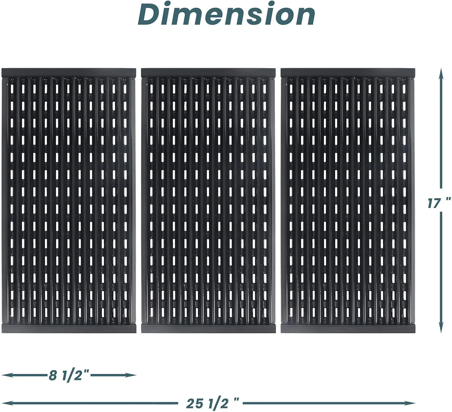 17" x 8 1/2" Porcelain-Enameled Cooking Grid Grates Replacement for Charbroil Tru-Infrared 3 Burner 463344015 463371116 463370719 463336016 463343819, G460-0500-W1 Emitter Plates for Char-Broil