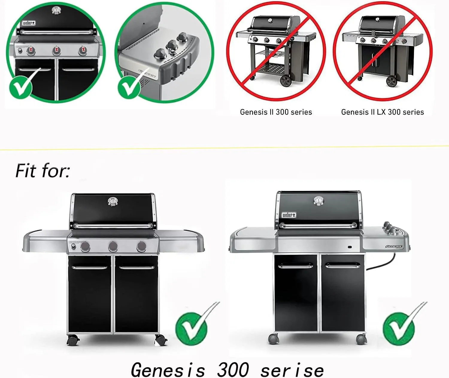 19.5 inch Cooking Grates Replace for Weber 7524, 7528, Weber Genesis 300 Series Genesis E310 E320 E330 S310 S320 S330 EP310 EP320 EP330 Grills, Cast Iron Grill Grates (19.5" x 12.9" Each)