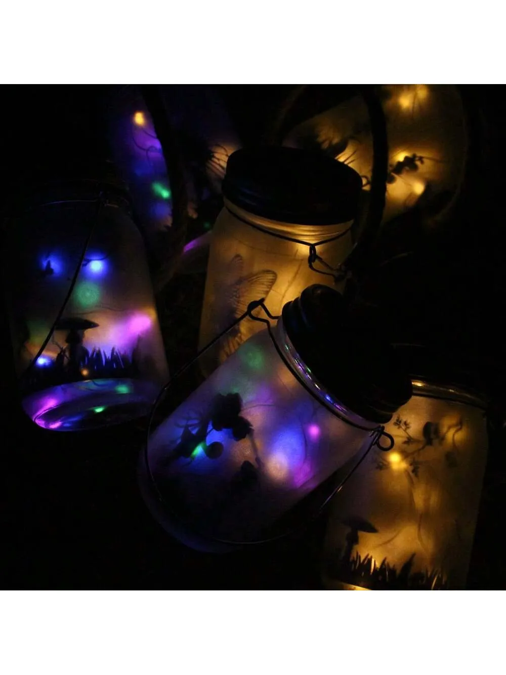 1pc, Solar Lantern Fairy Lights, Garden Ornament Lights - Outdoor Hanging Frosted Glass Mason Jar Lights For Tree, Table, Yard, Garden, Patio, Lawn Decor Halloween Christmas Thanksgiving Gift