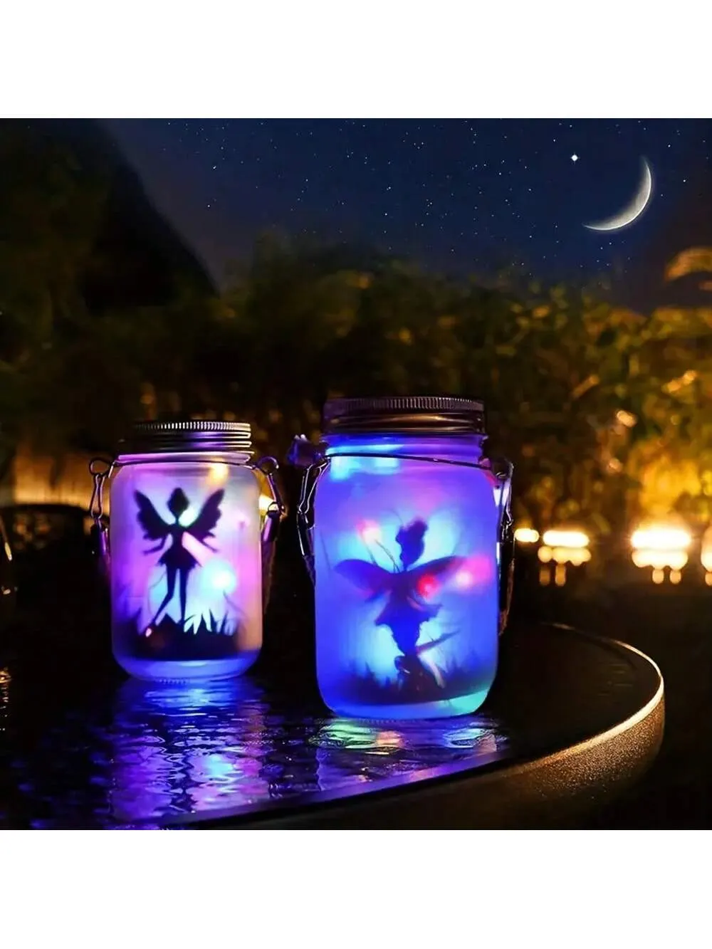1pc, Solar Lantern Fairy Lights, Garden Ornament Lights - Outdoor Hanging Frosted Glass Mason Jar Lights For Tree, Table, Yard, Garden, Patio, Lawn Decor Halloween Christmas Thanksgiving Gift