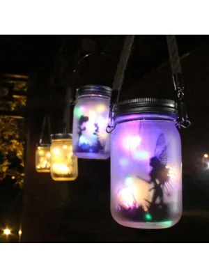 1pc, Solar Lantern Fairy Lights, Garden Ornament Lights - Outdoor Hanging Frosted Glass Mason Jar Lights For Tree, Table, Yard, Garden, Patio, Lawn Decor Halloween Christmas Thanksgiving Gift