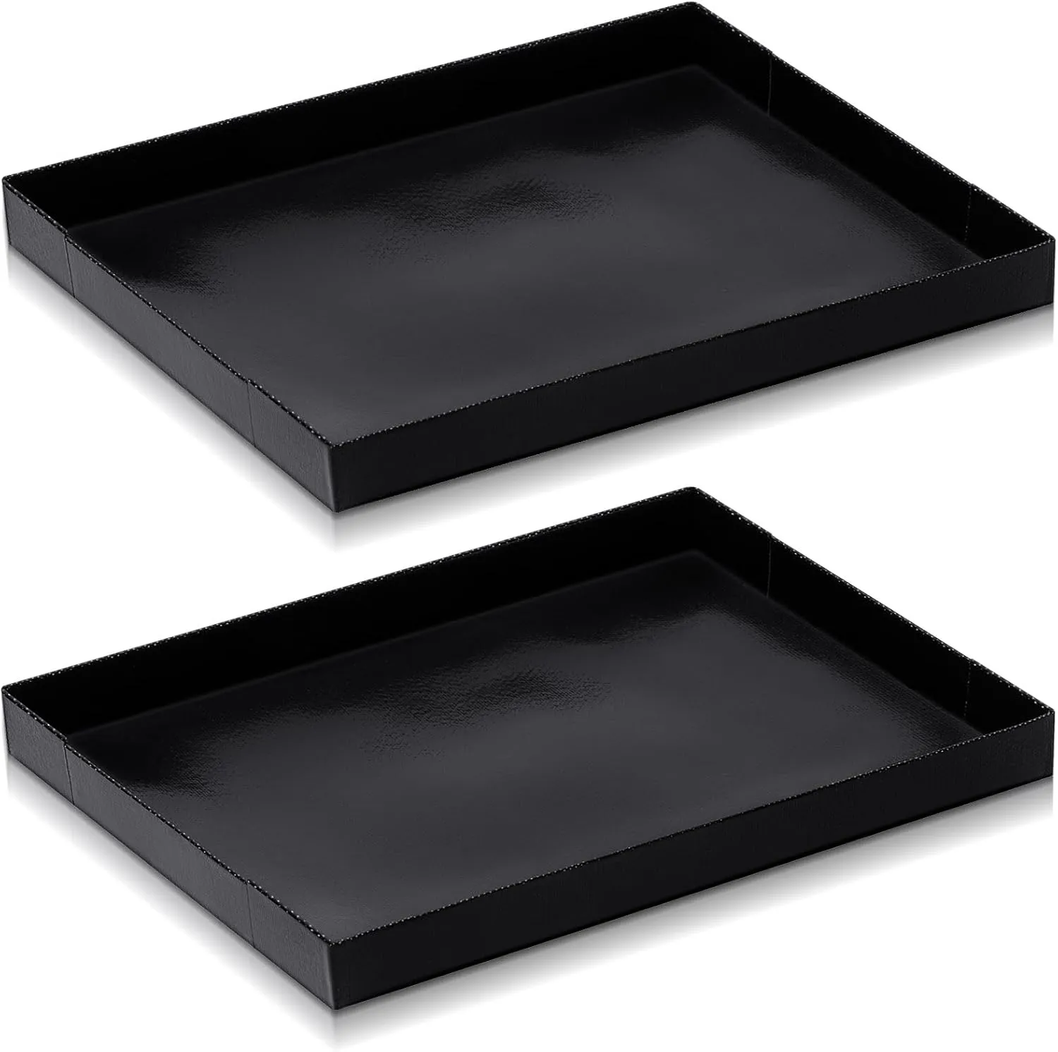 2 Pcs 8.5 x 11.5 x 1 Inch PTFE Solid Oven Basket Non Stick Cooking Basket Cooking Trays for Quick Oven Accessories Baking Chips Chicken Wings Bread Heating