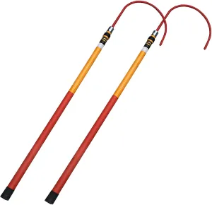 2 Pcs Fiberglass Anti-Electrocution Rescue Hook with Telescopic Pole, Portable High Voltage Insulated Rescue Hook for Fire Electrician Emergency Care Factory/Home(2m/6.6ft)