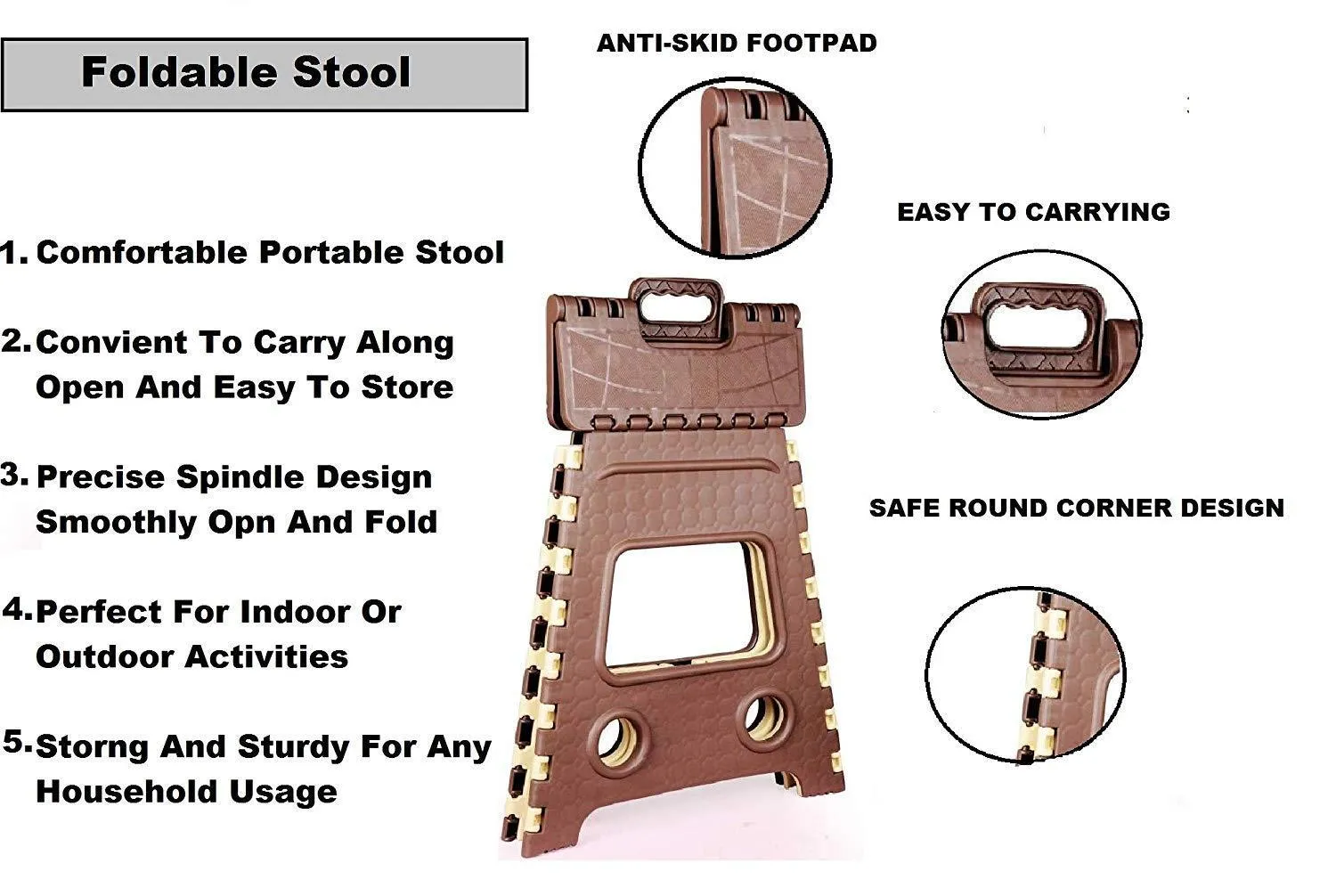 2193 18 Inch Folding Portable Adjustable Step Stool for House, Office