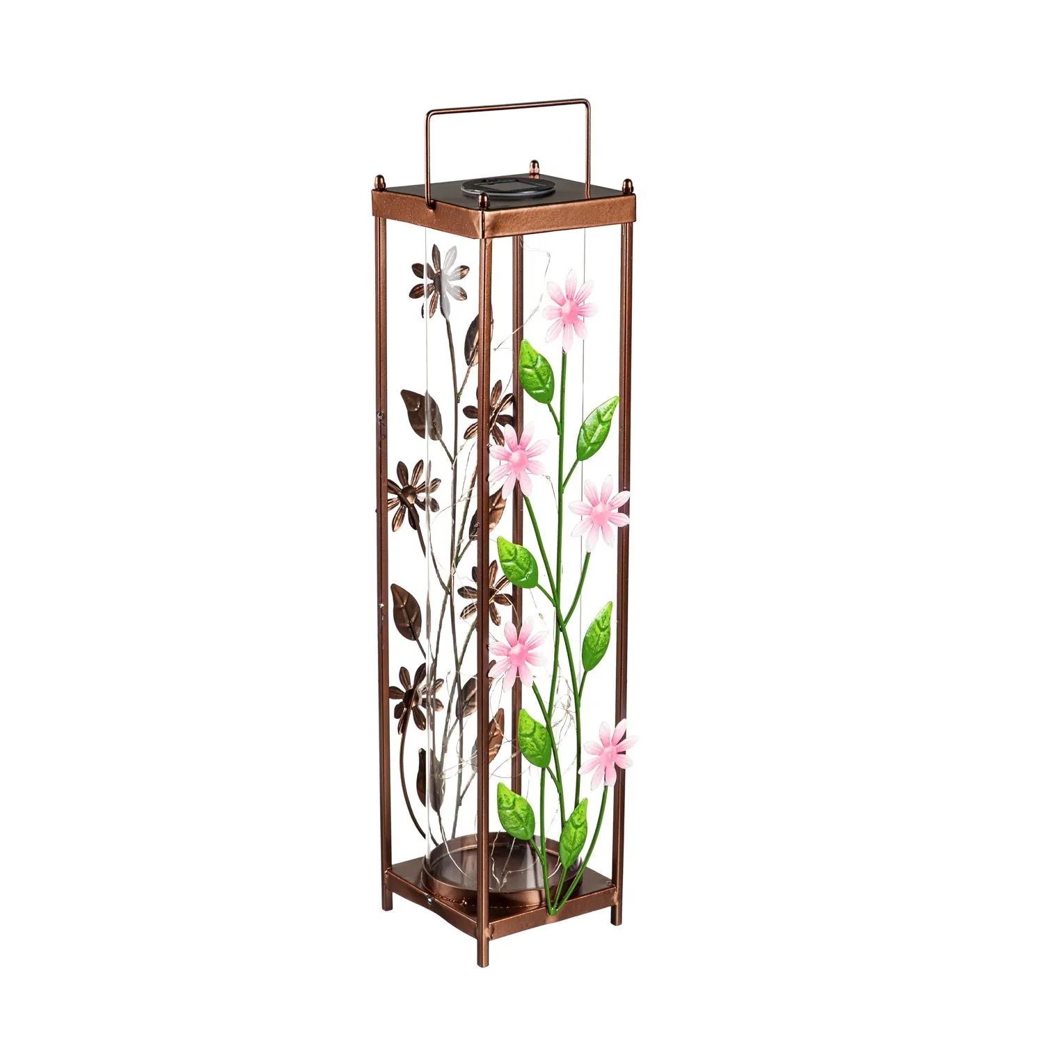 22.5"H Solar Statement Lantern, Pink Wildflowers,2sp7128