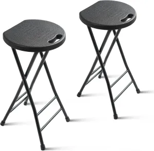 24-Inch Folding Stool with Handle, Folding Bar Stool with Non-Slip Feet,Folding Chair,Indoor and Outdoor Foldable Stool for Adults,600 lbs Capacity,Kitchen,Game Room(13"×11.5"×24")
