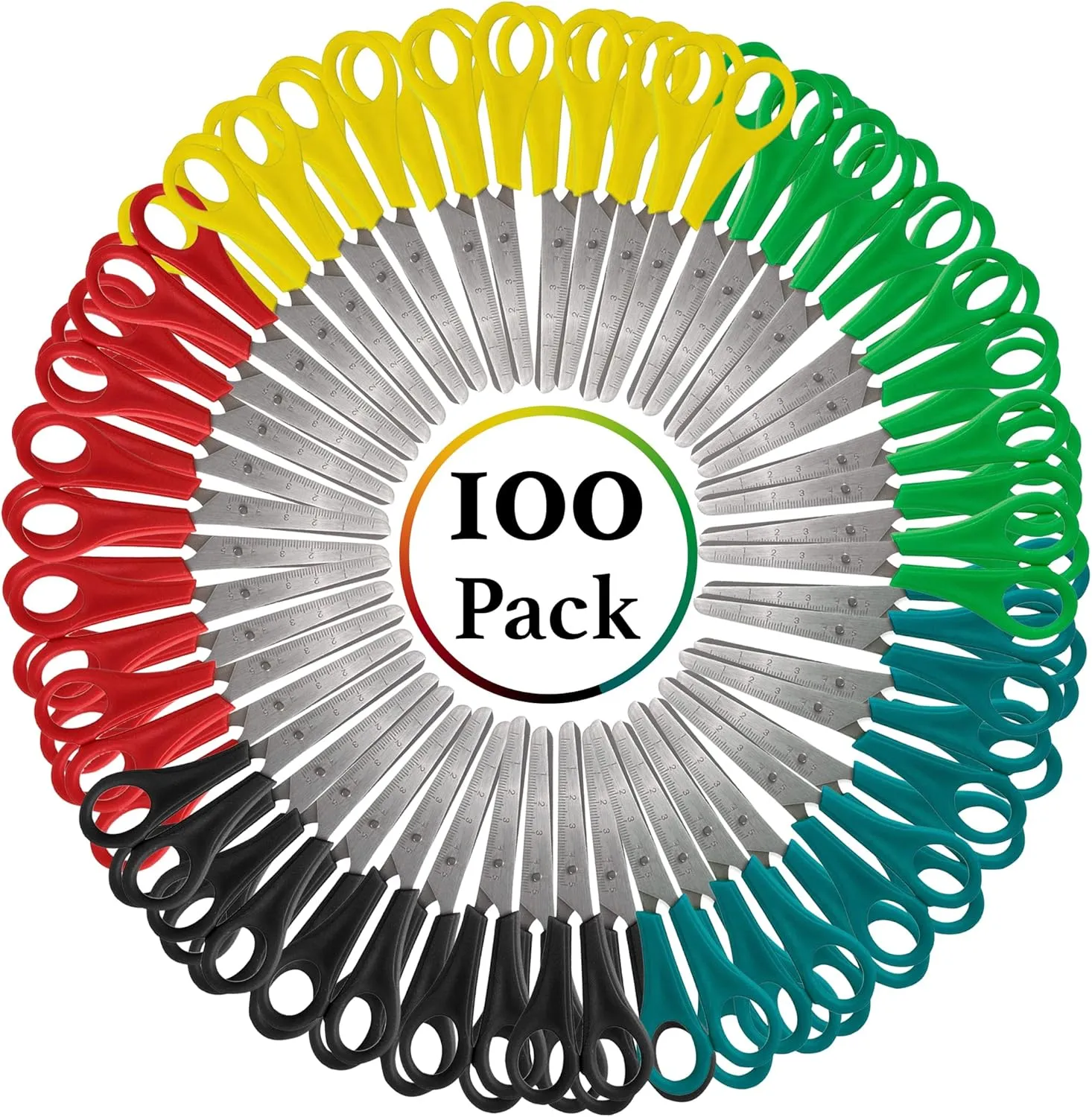 25 Pack Scissors 5 Inch Blunt Tip Kids Safety, Bulk Pack of Scissors Perfect for School & Craft Projects