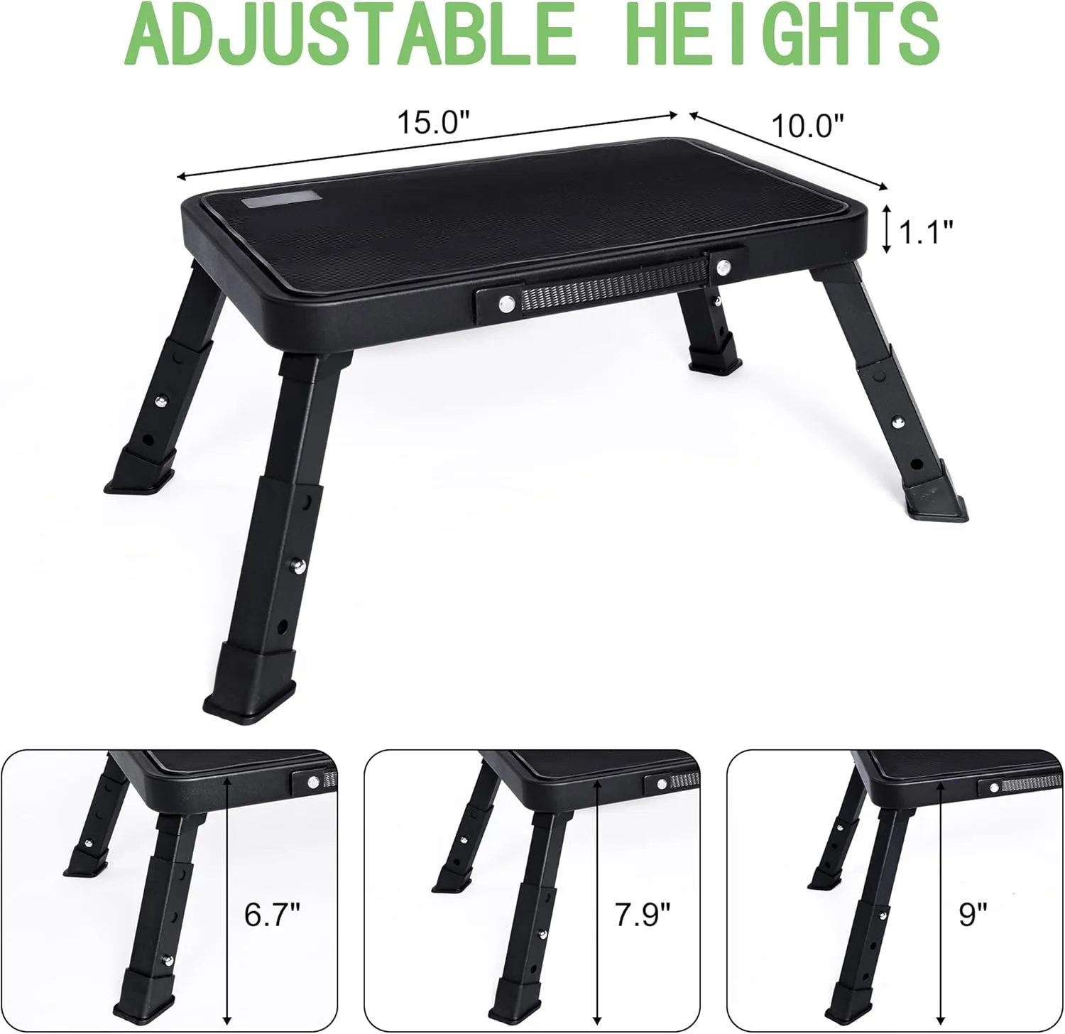 3 Levels Adjustable Folding Step Stool,Foldable RV Step Stool,Safer Metal Stepping Stool for Adults and Seniors,Sturdy and Stable,350 Ibs Capacity,for Bedroom,Kitchen,Office,SUV and More Use