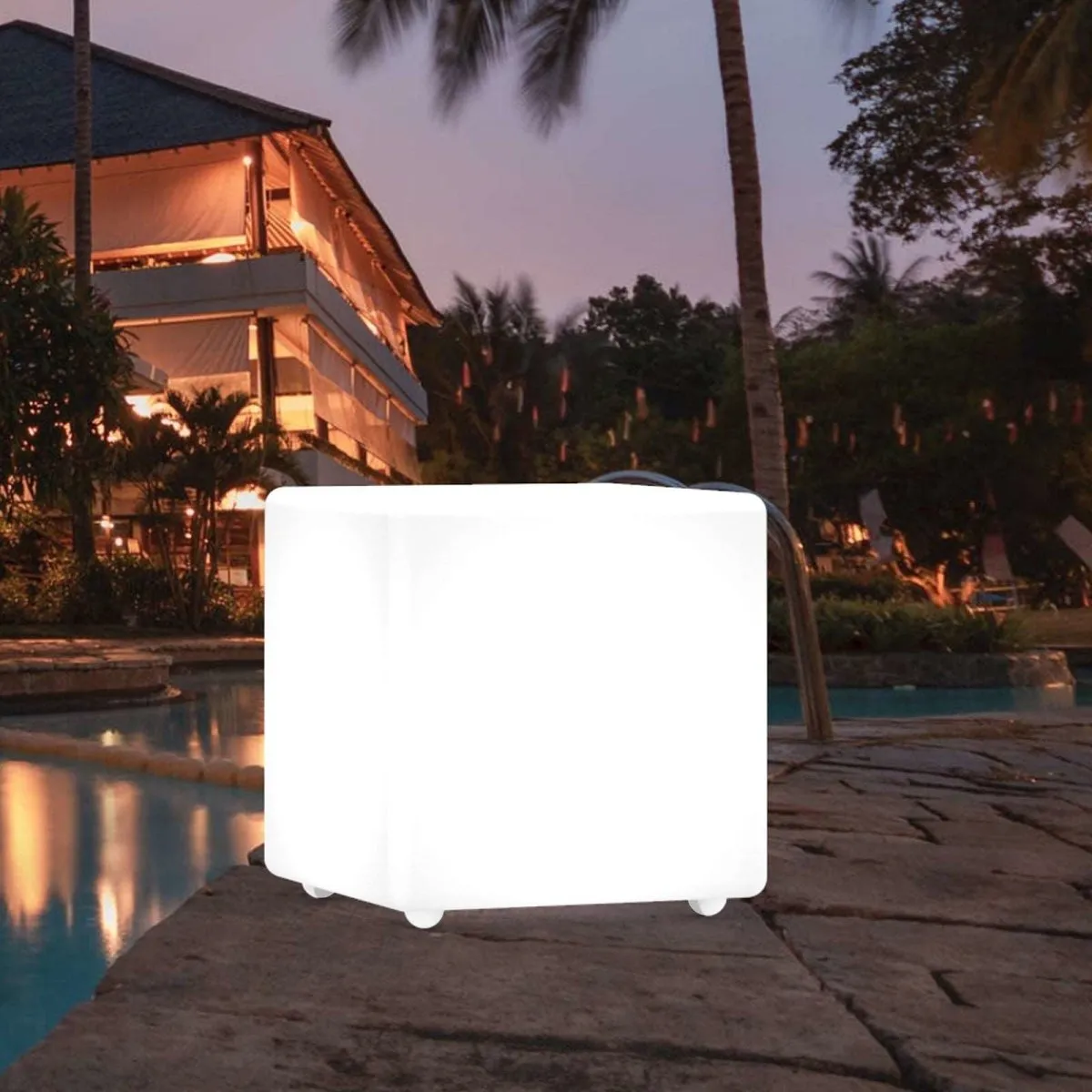 30CM OUTDOOR SOLAR CUBE RGB LED Light Solar & AC Charging W/ REMOTE CONTROL IP65
