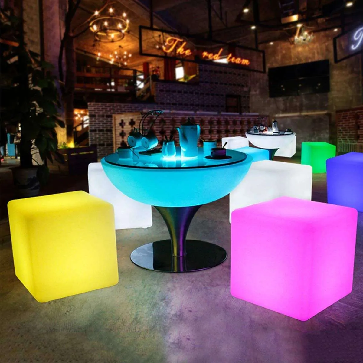 30CM OUTDOOR SOLAR CUBE RGB LED Light Solar & AC Charging W/ REMOTE CONTROL IP65