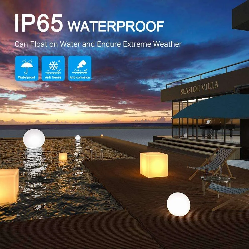 30CM OUTDOOR SOLAR CUBE RGB LED Light Solar & AC Charging W/ REMOTE CONTROL IP65
