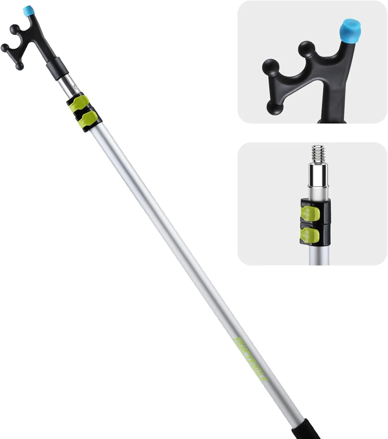 3.1-8FT Telescoping Extension Pole Boat Hook with Rubber Sleeve,Sturdy|Lightweight &Durable,Floating,Aluminum Boat Accessories,Fishing Pole,Boat Cover Support Poles for Docking,Push-Pull and Boating