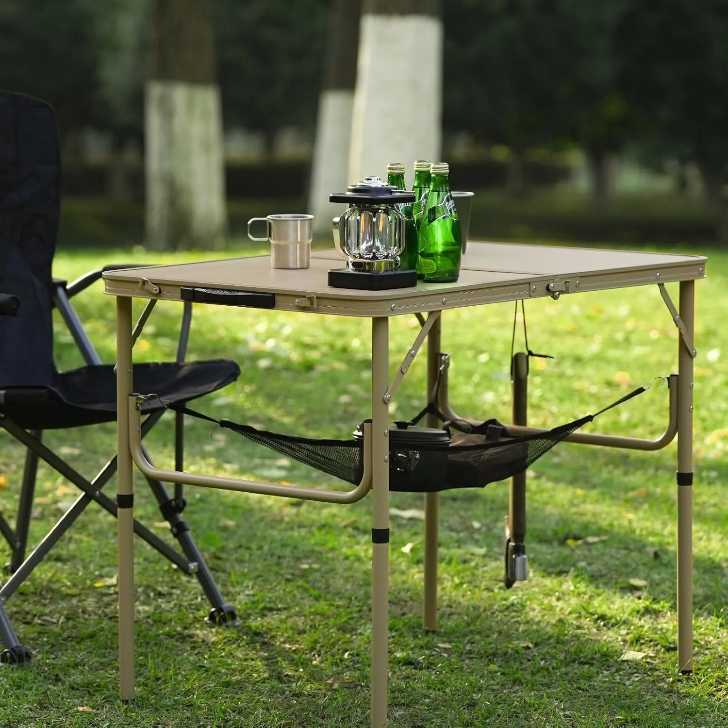 3FT Camping Table 2 Adjustable Height Portable Lightweight Surface Aluminum Fold Up Stand for Picnic,Beach BBQ,Cooking, Outdoor & Indoor