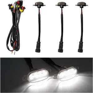 3PCS Car Grille Lights, Bright Amber LED Grill Lights with Wiring Harness, Waterproof Front Grill Trim Lamps, Vehicle Exterior Grille Lamps Compatible with F150 F250 F350 (Black White)