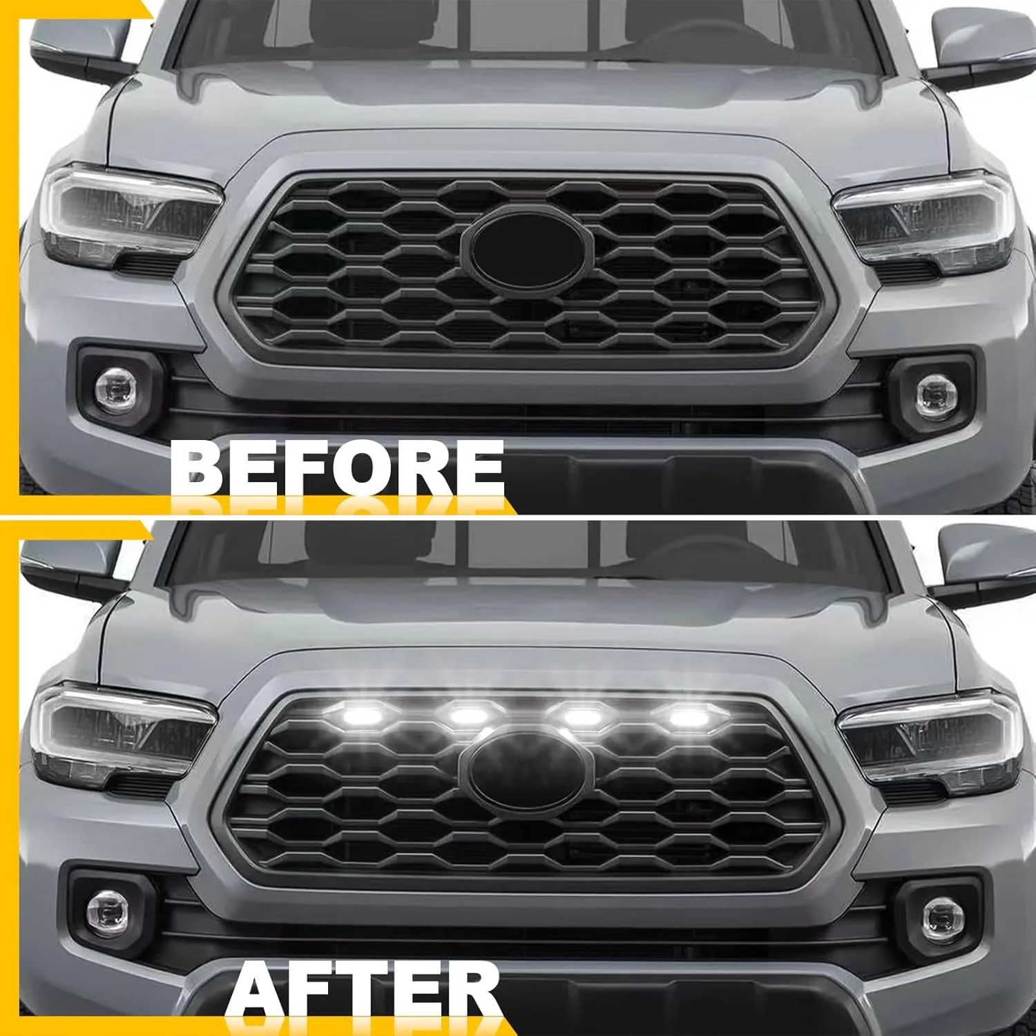 4 PCS Grill Led Lights for 2023 2020 2021 2022 Toyota Tacoma TRD- Off Road Sport sr sr5 Limited Front Grill Rapt0r Lights for Tacoma 9leds Upgraded Brightting Grille Light (Updated-White Lights)