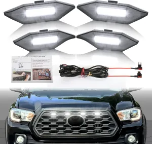 4 PCS Grill Led Lights for 2023 2020 2021 2022 Toyota Tacoma TRD- Off Road Sport sr sr5 Limited Front Grill Rapt0r Lights for Tacoma 9leds Upgraded Brightting Grille Light (Updated-White Lights)