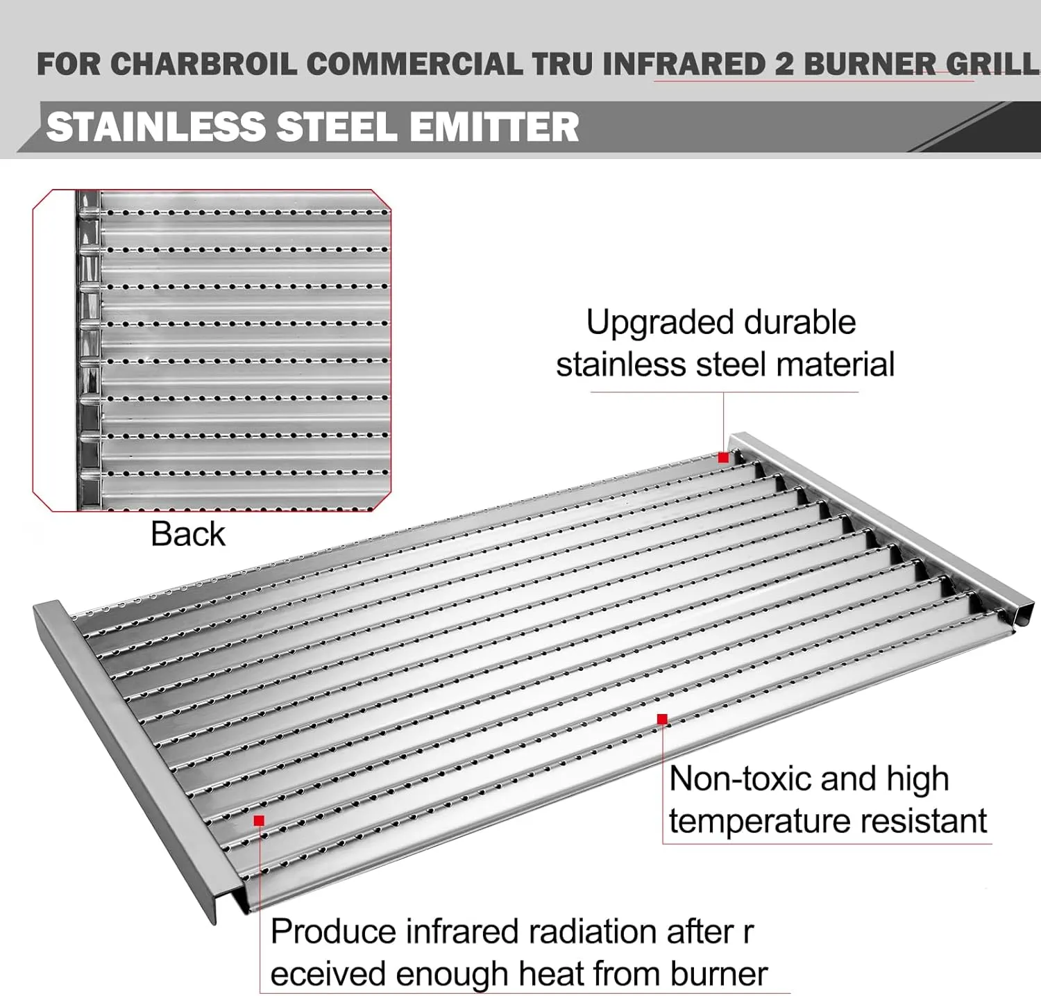 463642316 Grill Emitter Plates for Charbroil Commercial Tru Infrared Grill Replacement Parts G362-2100-W1 Emitter Panel Grates Charbroil 2 Burner Grill Parts 463644220 463675016 463246118 Plates Parts
