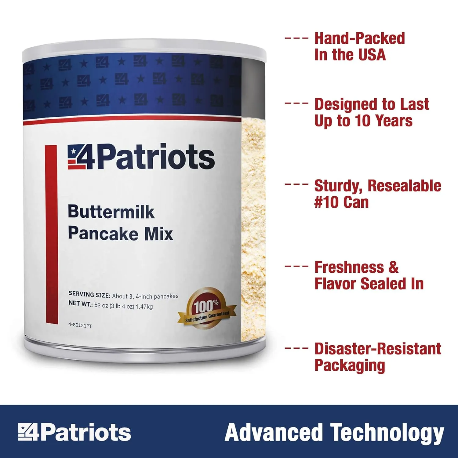 4Patriots Buttermilk Pancakes #10 Can: Survival Pancakes Designed to Last 10 Years, 32 Servings