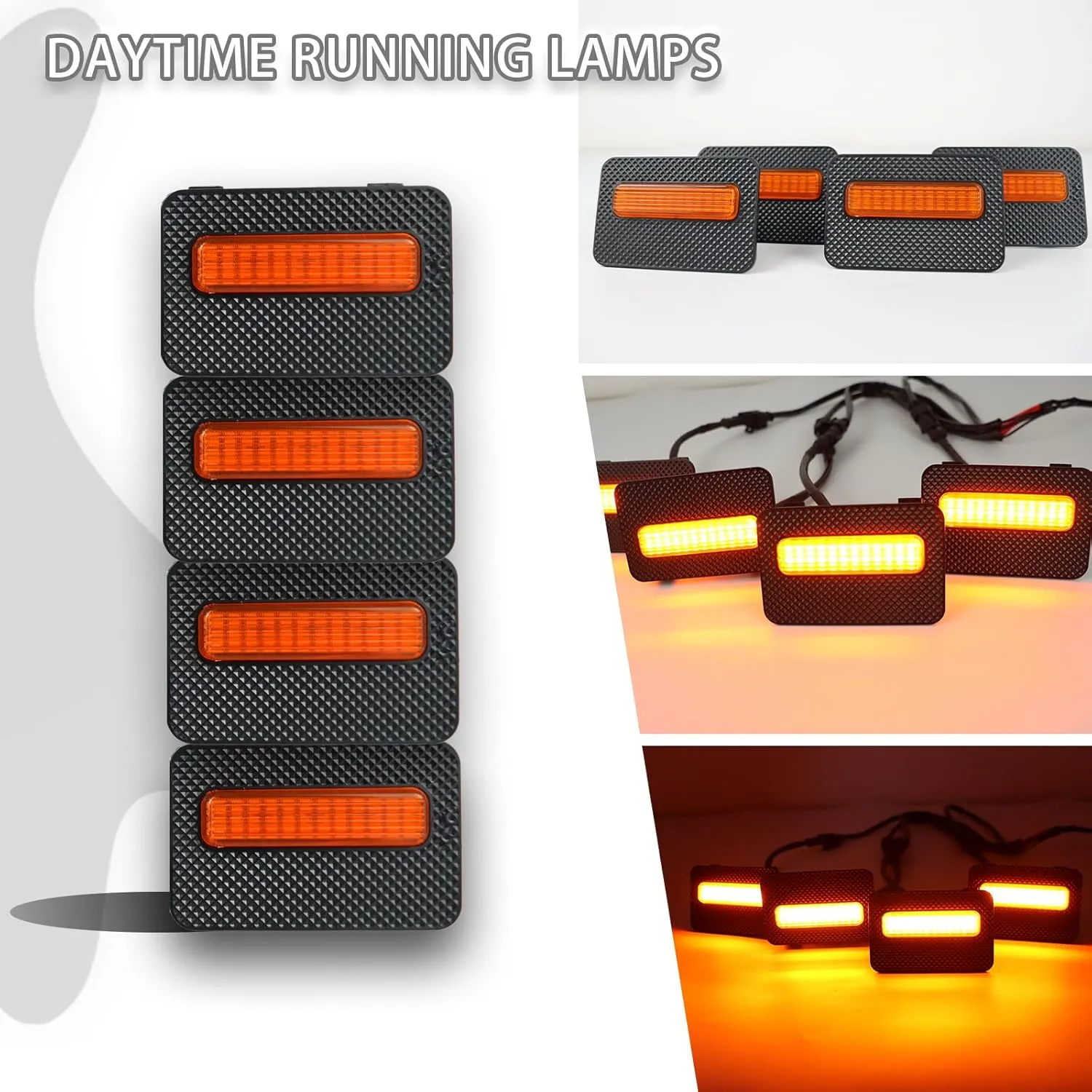 4pc Smoked Housing Amber LED Front Grille Lights DRL Feature Kit for Toyota Tacoma 2024 2025 SR SR5 Cab Pickup Accessories (Yellow)