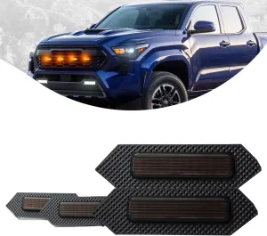 4pc Smoked Housing Amber LED Front Grille Lights DRL Feature Kit for Toyota Tacoma 2024 TRD Off-Road Crew Cab Pickup Accessories