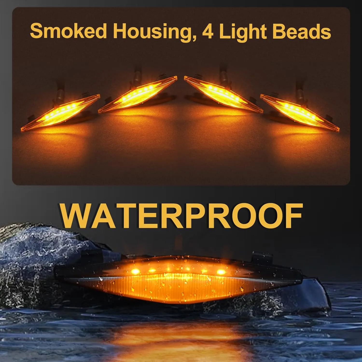 4pcs Amber LED Grill Lights for Toyota 4Runner TRD Pro SR5 Off-Road Limited (2014-2019), Raptor Light for 4Runner TRD Pro (2020-2024) - 1pc Grille Emblem