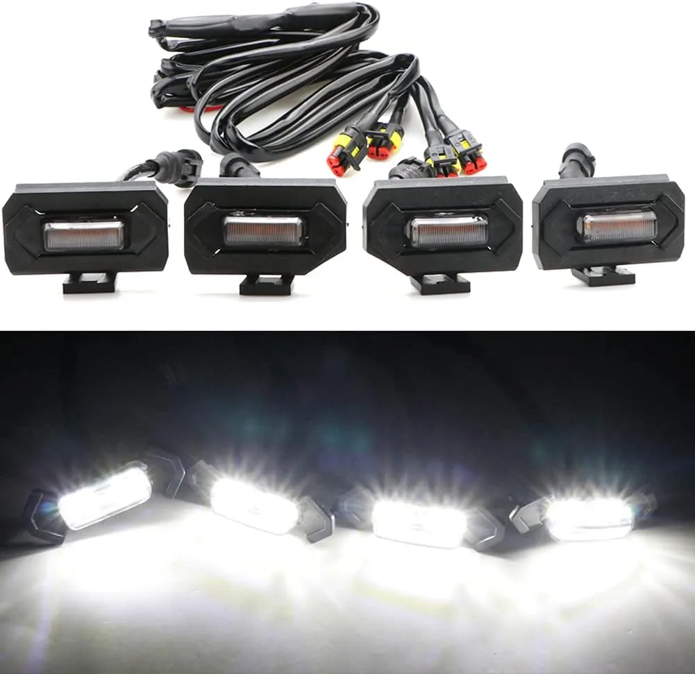 4pcs LED Grill Lights for Tacoma 2020 2021 OEM Grille, Including TRD Off Road and Sport Models Raptor Style LED Light (White light with black housing)