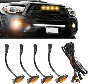 4PCS LED Grill Lights, LED Amber Grill Light, Front Grille Bumper Raptor Lamps Car Accessories with Harness, Compatible with 2016-2019 Toyota Tacoma TRD PRO Front Grill