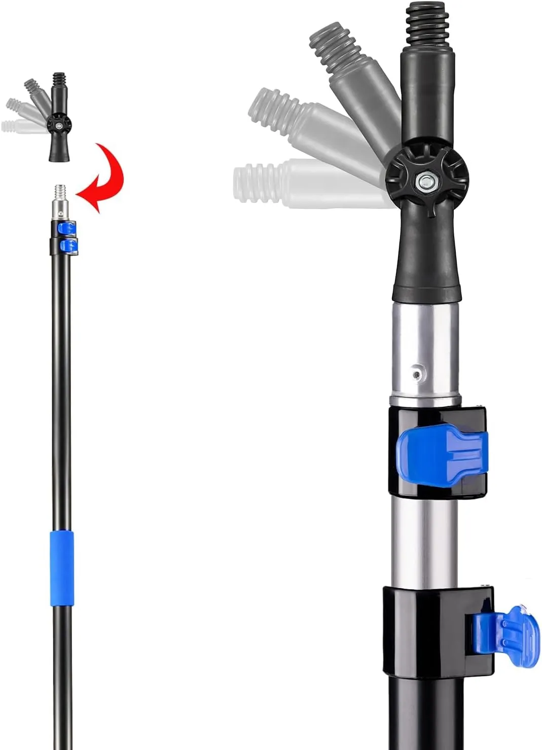5-12 Ft Telescoping Paint Roller Extension Pole with Angle Adaptor