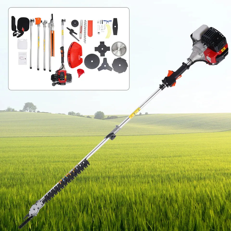 52cc 2-Stroke Hedge Strimmer Gasoline Brush Cutter Grass Wacker Weed Eater Lawn Mower Yard Pruner 10 in 1