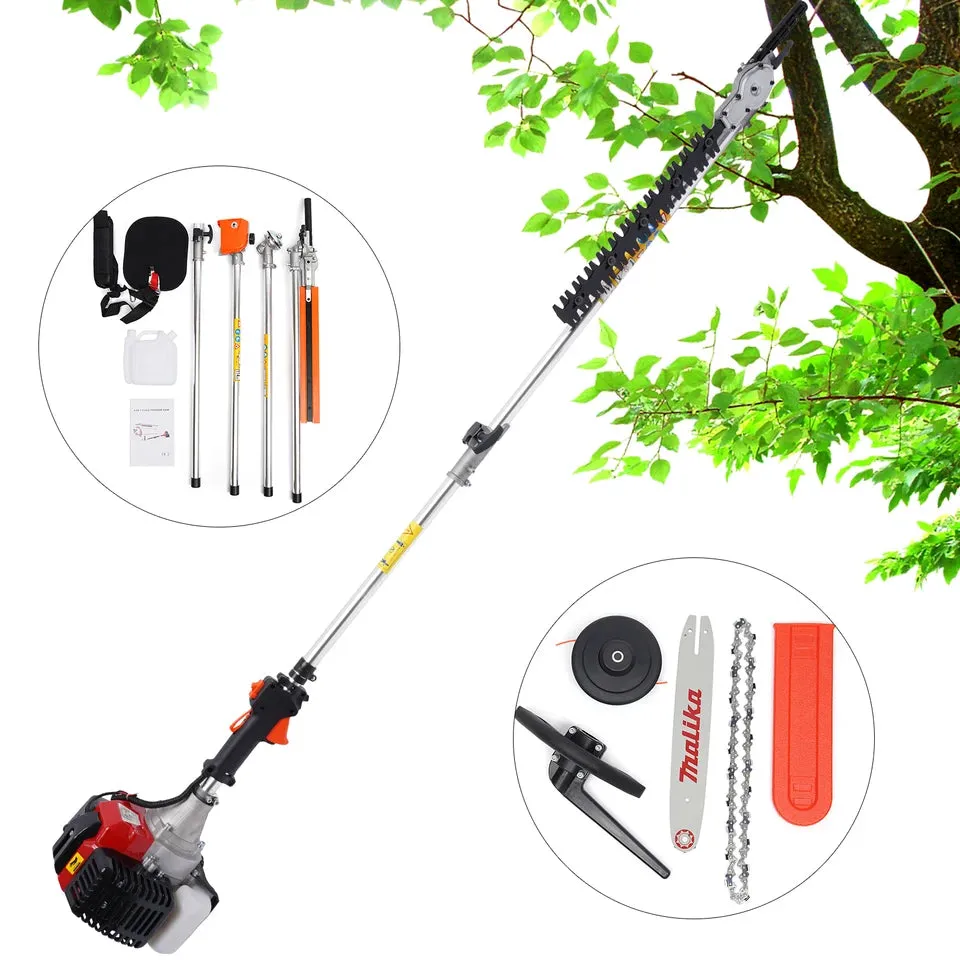 52cc 2-Stroke Hedge Strimmer Gasoline Brush Cutter Grass Wacker Weed Eater Lawn Mower Yard Pruner 10 in 1