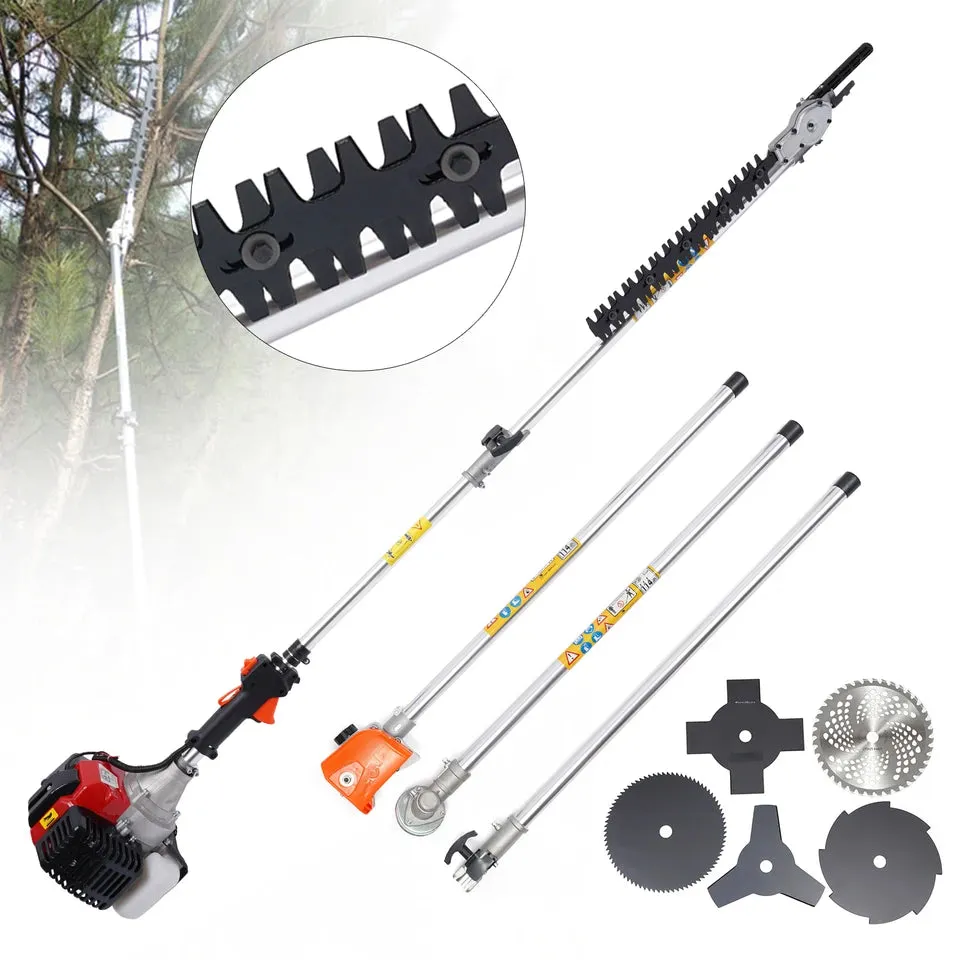 52cc 2-Stroke Hedge Strimmer Gasoline Brush Cutter Grass Wacker Weed Eater Lawn Mower Yard Pruner 10 in 1