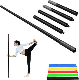 5ft Yoga Stick - Sturdy Steel Adjustable Stretching Stick for Mobility, Flexibility & Balance | Non-Slip Ends & Foam Handles | Exercise Pole for Fitness, Physical Therapy, Posture Correction