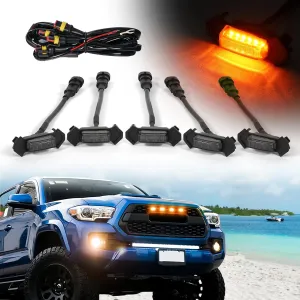 5pcs Led Grill Lights Fit for Toyota Tacoma 2015-2023 TRD-Pro or Aftermarket Tacoma TRD-pro Grills Grille Led Light Lights (Amber Black led)